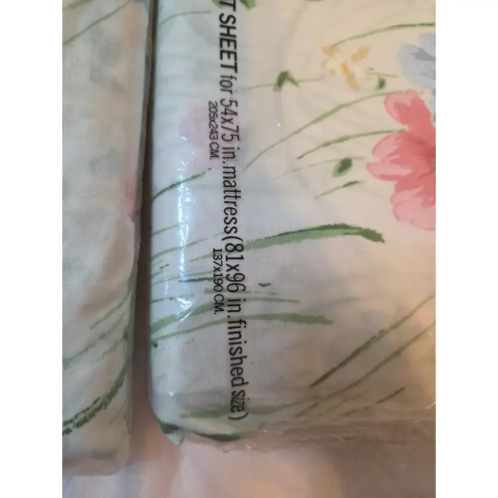 Vtg Statepride Double Fitted And Flat Sheets Floral Charm No Iron